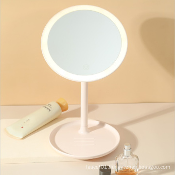 Magic Smart Touch Round Stand Portable Table Makeup Stand Up Desk LED Vanity Mirror With Lights